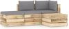 VIDAXL 4 delige Loungeset met kussens groen ge&#xEF, mpregneerd hout online kopen