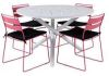 Hioshop Alma tuinmeubelset tafel Ø120cm en 4 stoel Lina roze, wit. online kopen