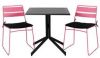 Hioshop Way tuinmeubelset tafel 70x70cm en 2 stoel Lina roze, zwart. online kopen
