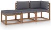 VIDAXL 3 delige Loungeset pallet met kussens ge&#xEF, mpregneerd grenenhout online kopen