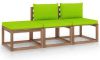 VIDAXL 3 delige Loungeset pallet met kussens ge&#xEF, mpregneerd grenenhout online kopen