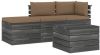 VidaXL 4 delige Loungeset met kussens pallet massief grenenhout online kopen