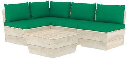 vidaXL 5 delige Loungeset met kussens pallet vurenhout
