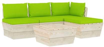 vidaXL 5 delige Loungeset met kussens pallet vurenhout