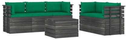 vidaXL 6 delige Loungeset met kussens pallet massief grenenhout