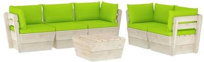 vidaXL 6 delige Loungeset met kussens pallet vurenhout