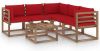 VIDAXL 6 delige Loungeset met rode kussens ge&#xEF, mpregneerd grenenhout online kopen