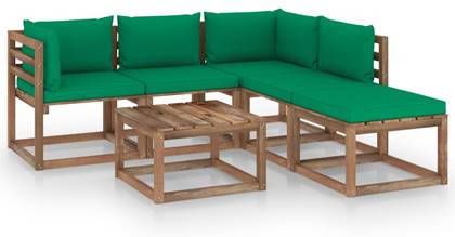 VIDAXL 6 delige Loungeset pallet met kussens geï, mpregneerd grenenhout
