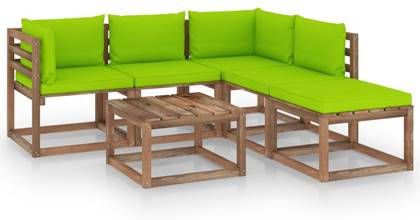 VIDAXL 6 delige Loungeset pallet met kussens geï, mpregneerd grenenhout