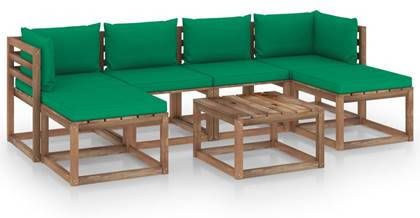 VIDAXL 7 delige Loungeset pallet met kussens geï, mpregneerd grenenhout