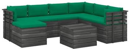 vidaXL 8 delige Loungeset pallet met kussens massief grenenhout