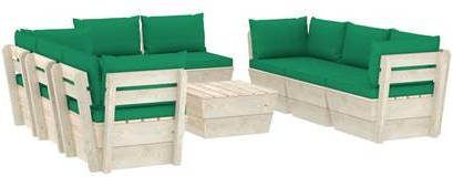 vidaXL 9 delige Loungeset met kussens pallet vurenhout